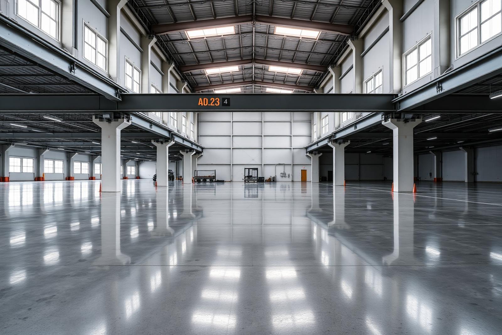 Polished concrete commercial warehouse